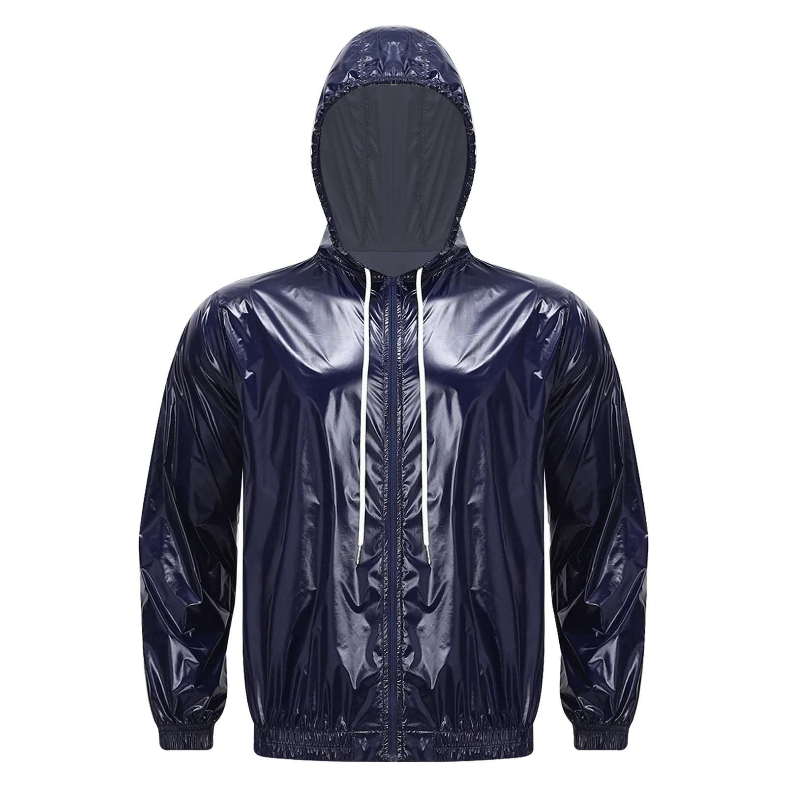 Mens Waterproof Hooded Jacket Tops Breathable Raincoat Waterproof Windproof Outdoor Biking Fishing Jacket Hood Outerwear