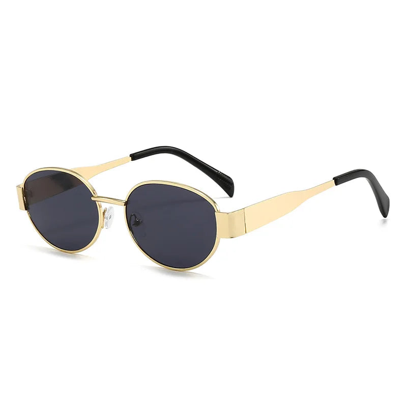 2026 Trendy Oval Sunglasses for Women Luxury Brand Designer Metal Frame Sun Glasses Ladies Classic Vintage Round Shades Unisex