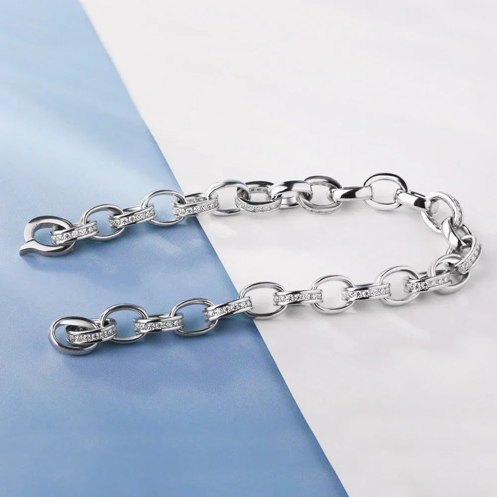 1.2mm Moissanite Tennis Bracelet with  925 Sterling Silver Cuban Link Chain Birthday Party Gifts Jewelry for Women Men