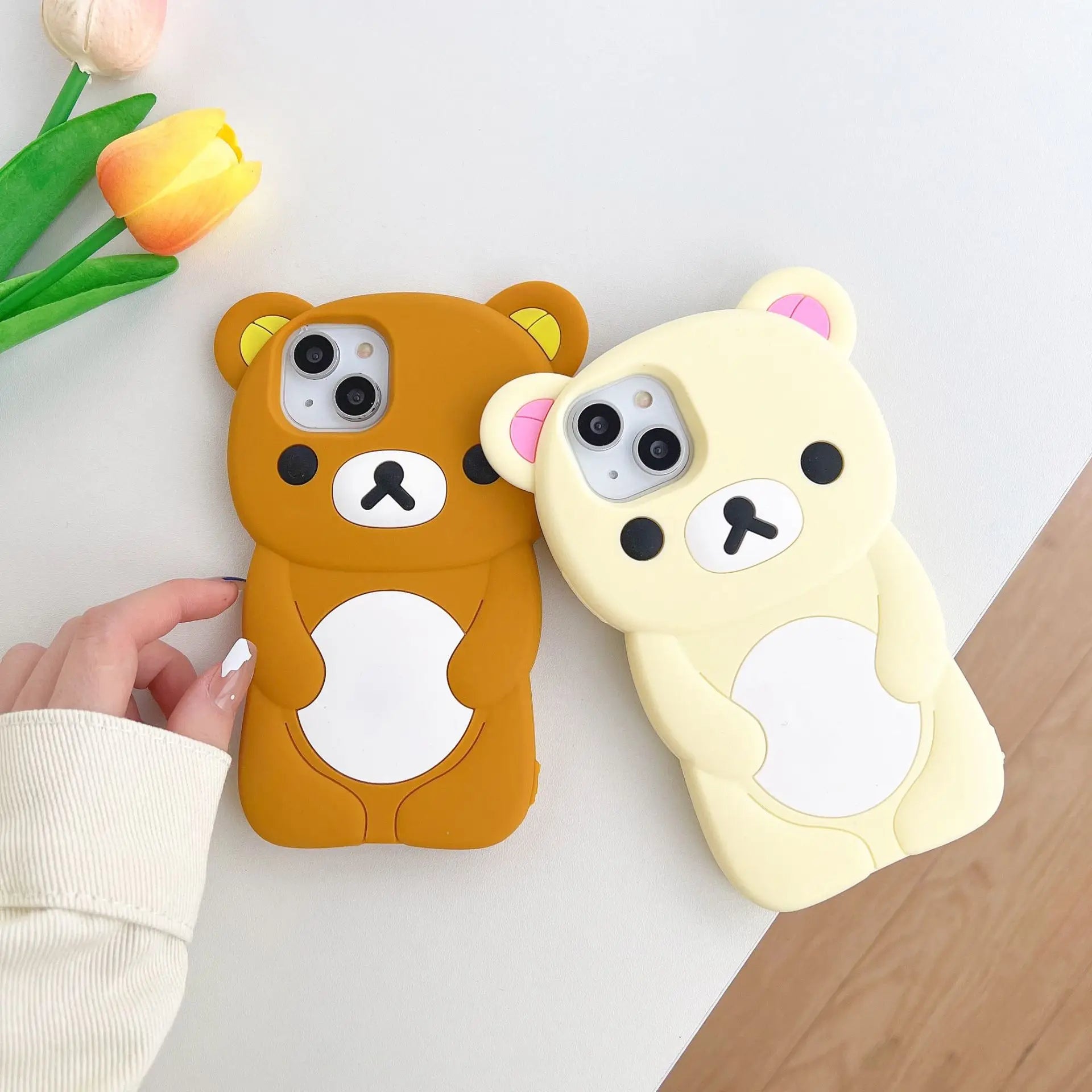 For iPhone 17 16 15 14 13 12 11 Pro Plus mini Max Xs XR 6 7 8 SE Silicone Rilakkuma Bear Soft Cover Case