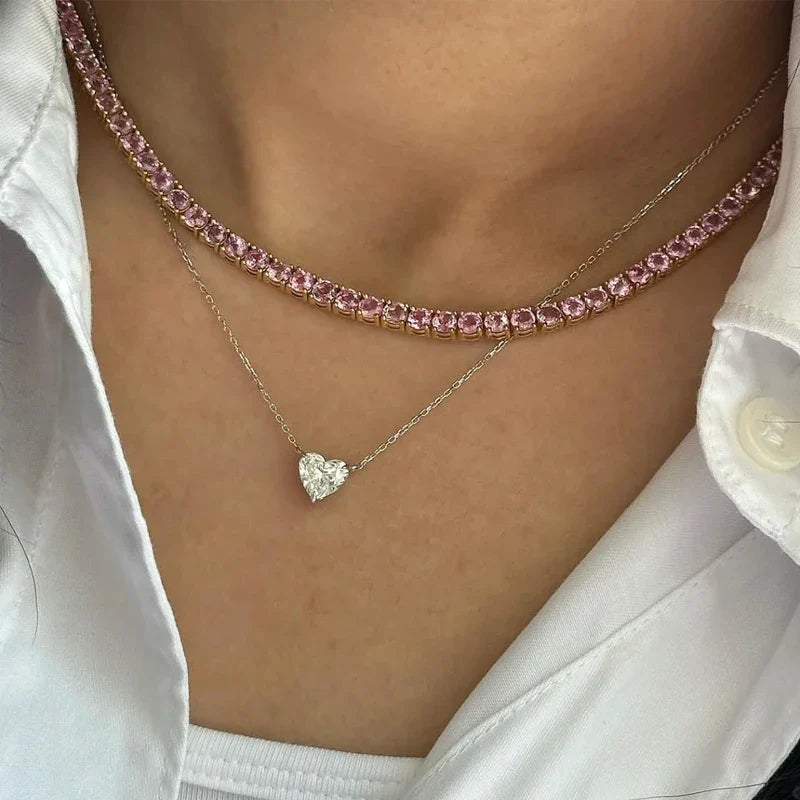 1/2/3ct Heart Cut Moissanite Pendant Necklace S925 Pure Silver Plated 18K Gold Women Necklace jewelry Gift GRA Certified