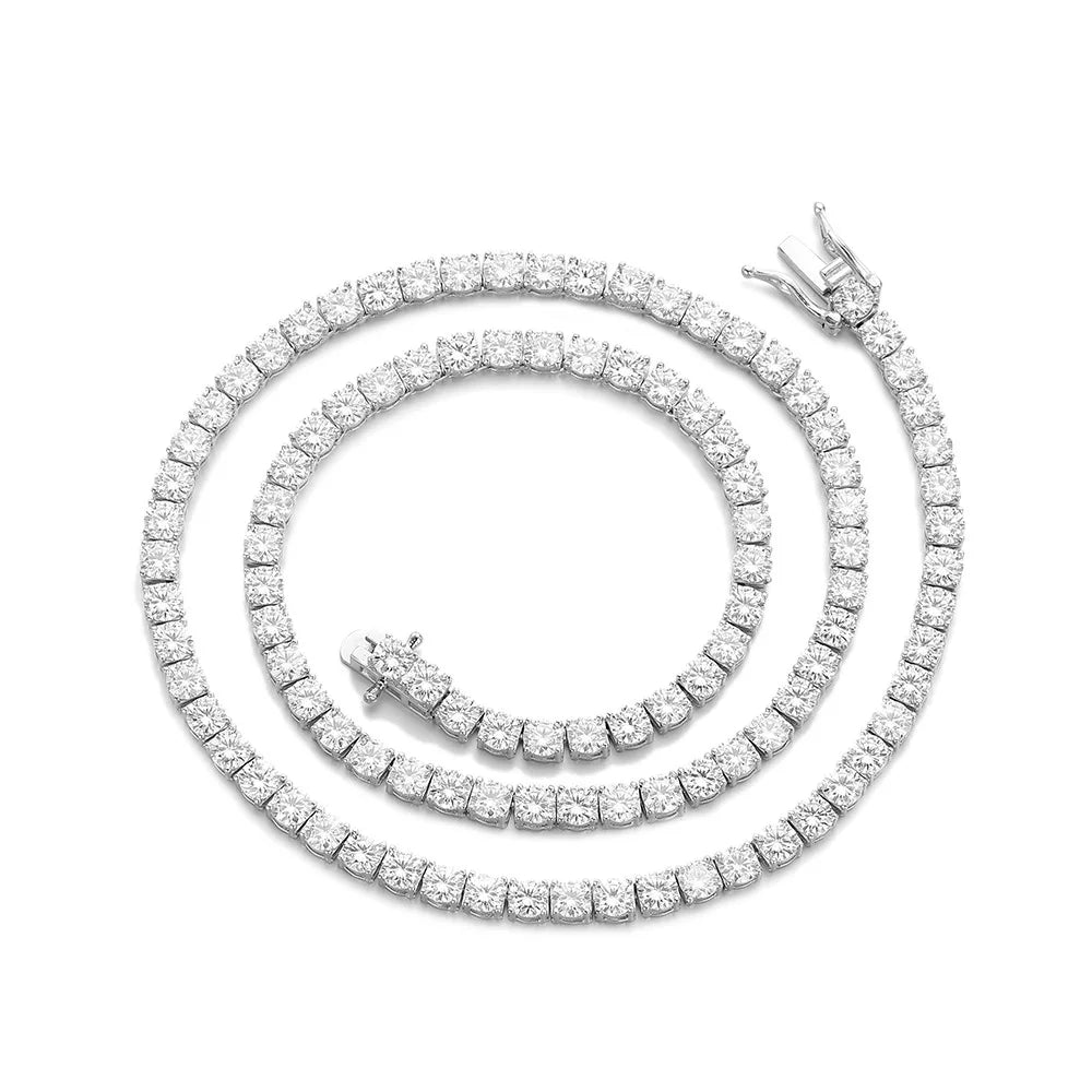 Certified GRA Moissanite Tennis Necklace 3/4/5/6mm Solid 925 Sterling Silver Diamond Tennis Necklaces for Women Man