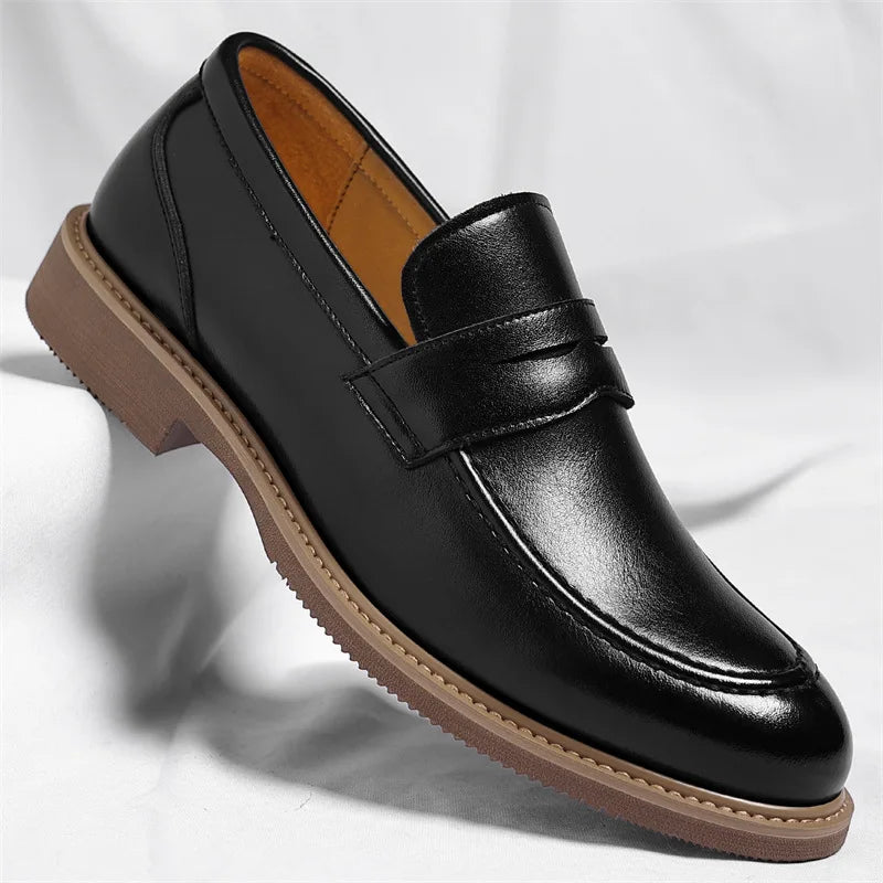 British Style Business Casual Shoes for Man Spring Autumn New Designer Leather Shoes Male Solid Color Men's Dress Elegant Shoe