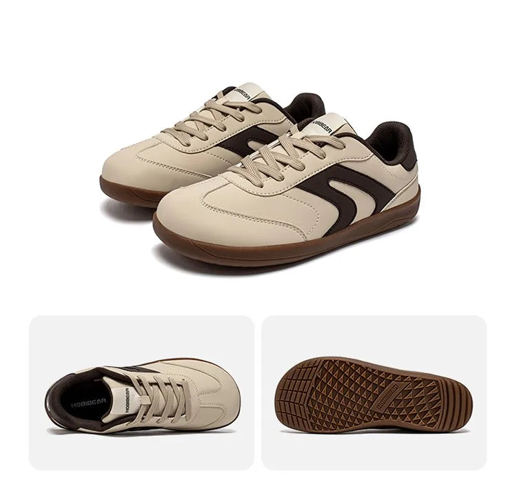Wide Toe Shoes Unisex Artificial Leather Barefoot Sneakers Casual Retro Zero Drop Shoes for Women Men