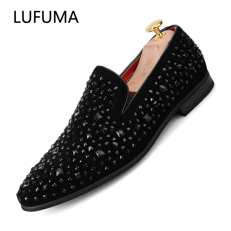 Formal Shoes Men Rhinestone Mens Dress Shoes Sepatu Slip On Pria Loafers Men Wedding Shoes Moda Italiana De Hombre Bona Zapatos