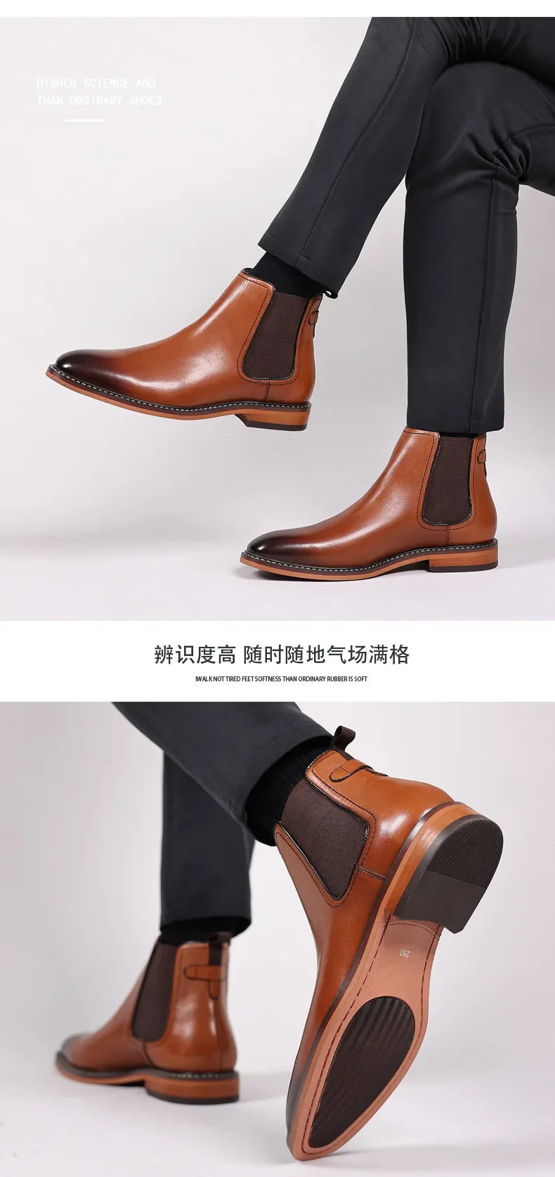 Brand Men's Chelsea Boots Genuine Cow Leather Handmade Boot Shoes Work Shoes For Formal Dress Wedding Business Party New