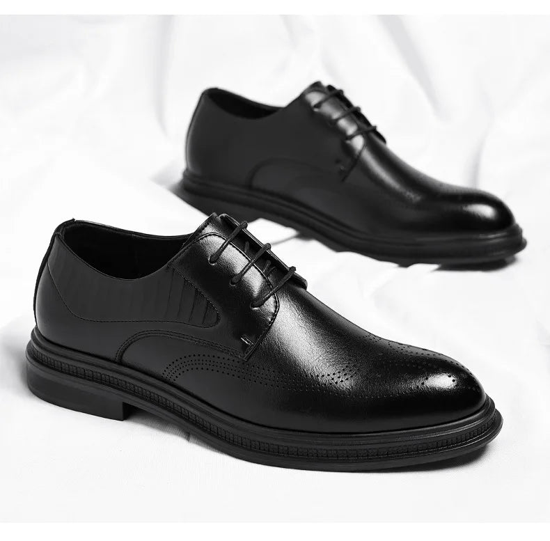 Business Formal Casual Wedding Shoes for Men Fashion New Designer Inner Increase Shoes Male Spring Autumn Retro Leather Shoe Man