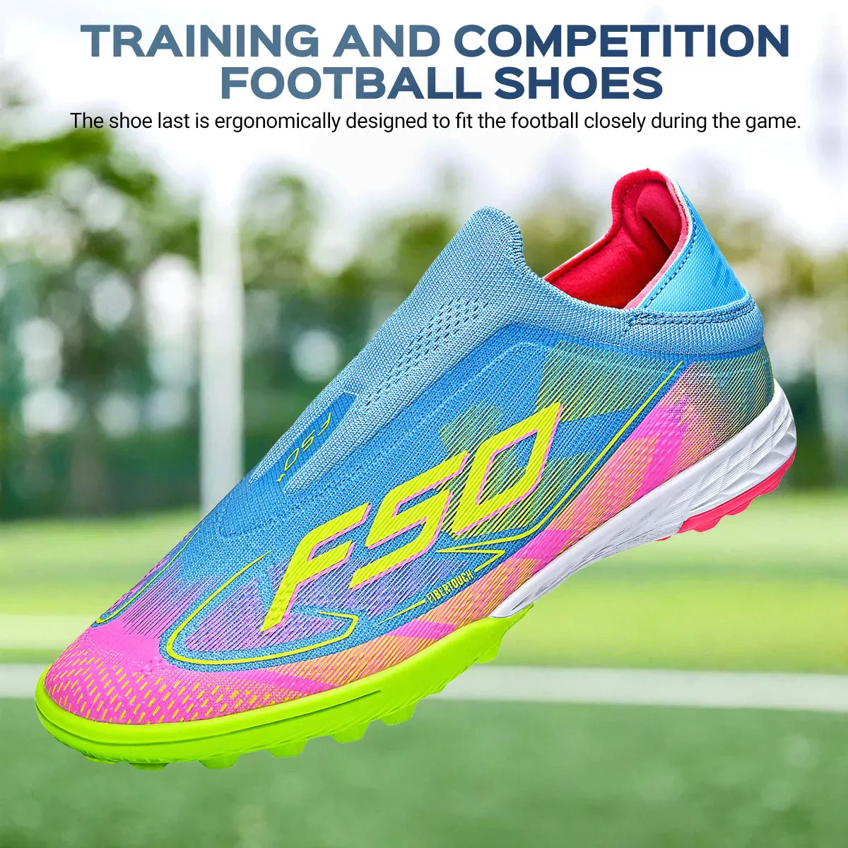 TF Football Shoes Kids Boys Girls PU Upper Durable Rubber Sole Anti-slip Wear-resistant Training Sneakers
