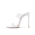 Pink Summer New Fashionable Open toed Sandals High Heels Women's Fine Heels Sharp Pointed Design Sensation Cool Slippers