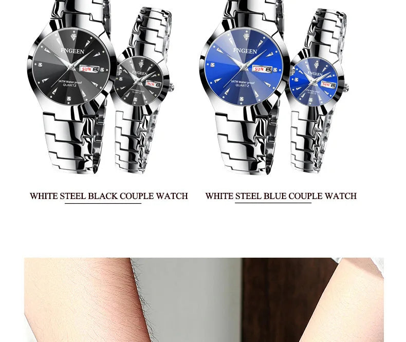5808 Relogio Feminino Couple Watch Men Quartz watch for Lovers Luxury Womens wristwatch Stainless Steel Waterproof
