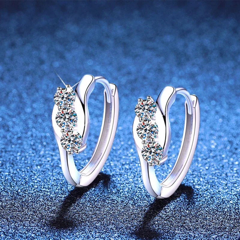 Moissanite Hoop Earrings For Women Wedding Bridal S925 Sterling Silver Stud Earring Wedding Gemstone Jewelry