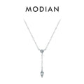 925 Sterling Silver Dainty Y Shape Round & Rhombic Fashion Pendant Necklace For Women Chain Necklace Trendy Jewelry Gift
