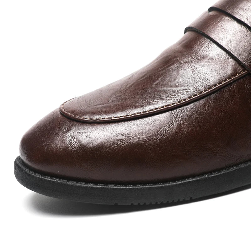 Mens Casual Leather Shoes Comfortable Slip on Loafers Leather Dress Shoe Classic Business Footwear zapatos para hombre chaussure