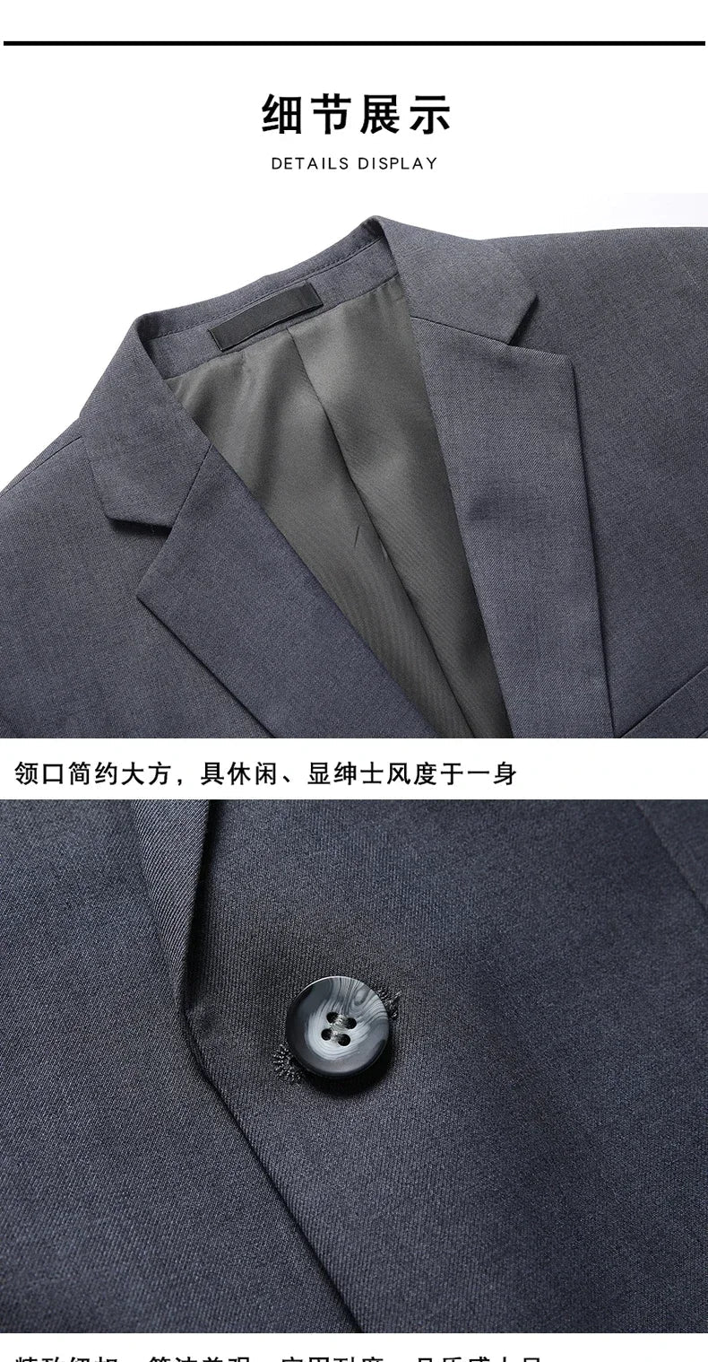 High quality Men Solid color Business - stylish handsome groom best man wedding dress 3/2/1 Single piece optional