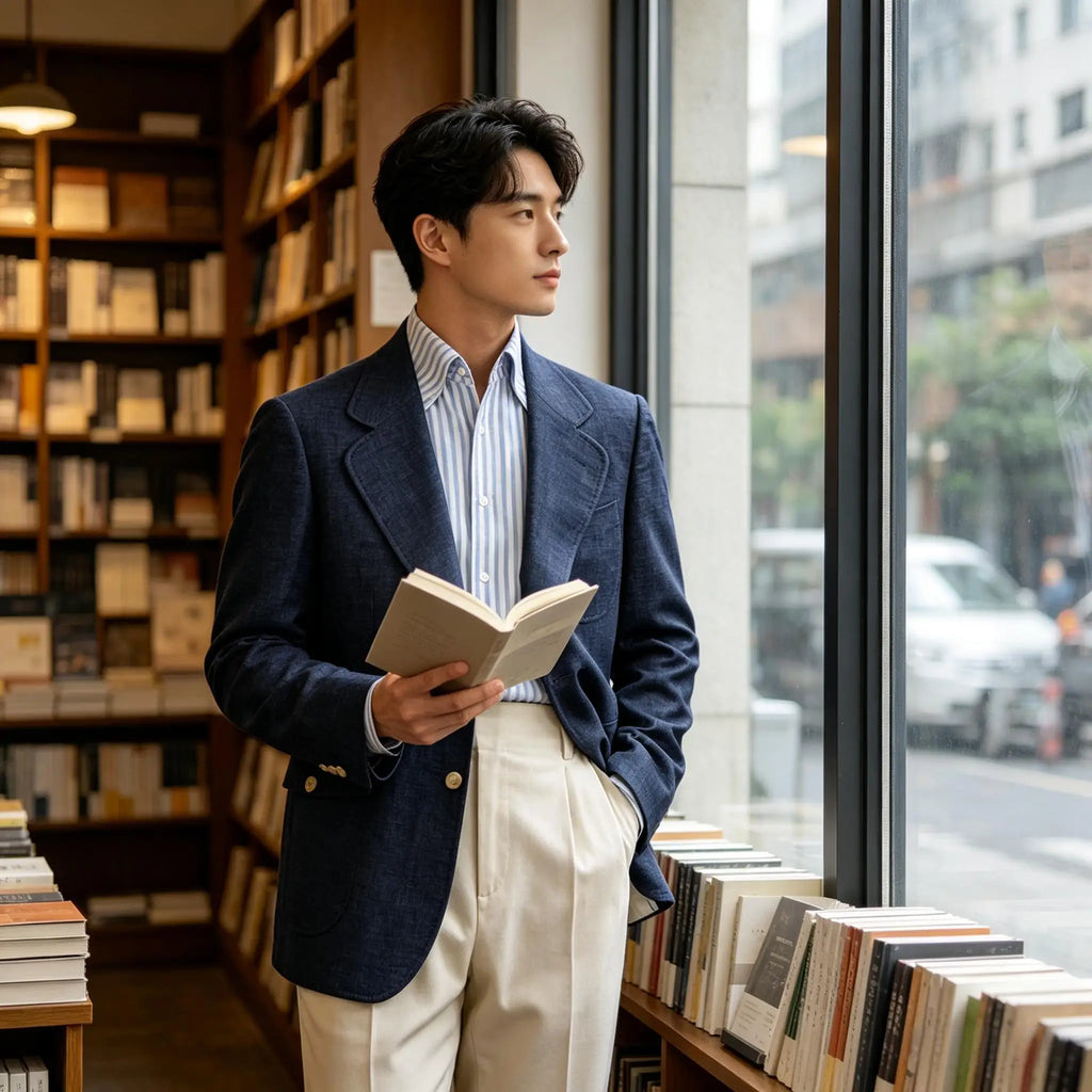Men Premium Linen Fabric Suit Jacket Breathable Slim Fit Formal Office Daily Travel Streetwear Blazer Casual Coat