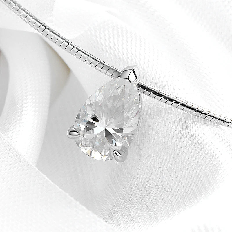 Pear Cut 3-5CT 100% Real Moissanite Necklace for Women Luxury Jewelry 1.5mm Chain Pendant 925 Sterling Silver Plated 18K