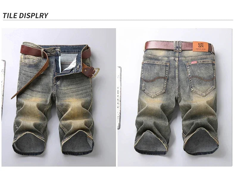 2025 Summer Brand Stretch Thin Bermuda Masculina Cotton Denim Jeans Jorts Men Knee Length Soft Ropa Hombre Shorts