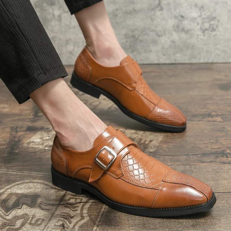 Leather Designer Brand Monks Snake Luxury Men Casual Office Business Man Loafers Mens Moccasins Driving Wedding Dress Male Shoes