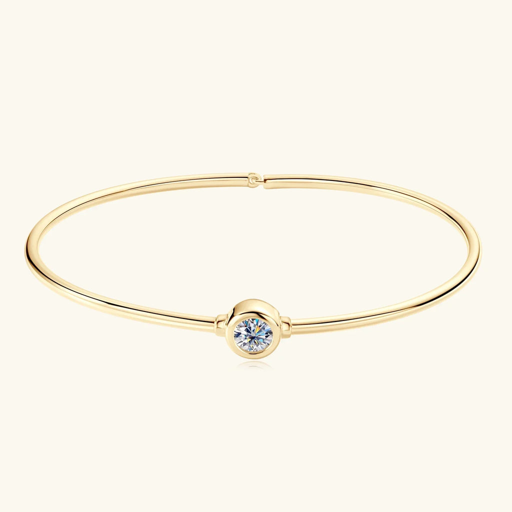 0.5CT Moissanite Bangle Bracelet 18K Gold Plated 925 Sterling Silver Classic Bangle Bezel Set Diamond Bracelet for Women Gifts
