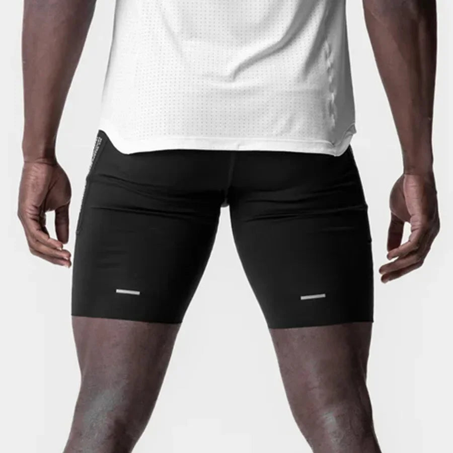 Men's Workout Shorts Quick Dry Skinny Running Shorts Gym Fitness Jogger Stretch Slim Fit Bodybuilding Short Pants Activewear