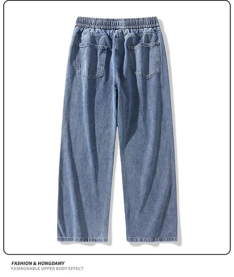 Men's American Style Loose Straight Leg Jeans Vintage Spring Summer New Arrival Drapey Trendy Wide Leg Long Pants