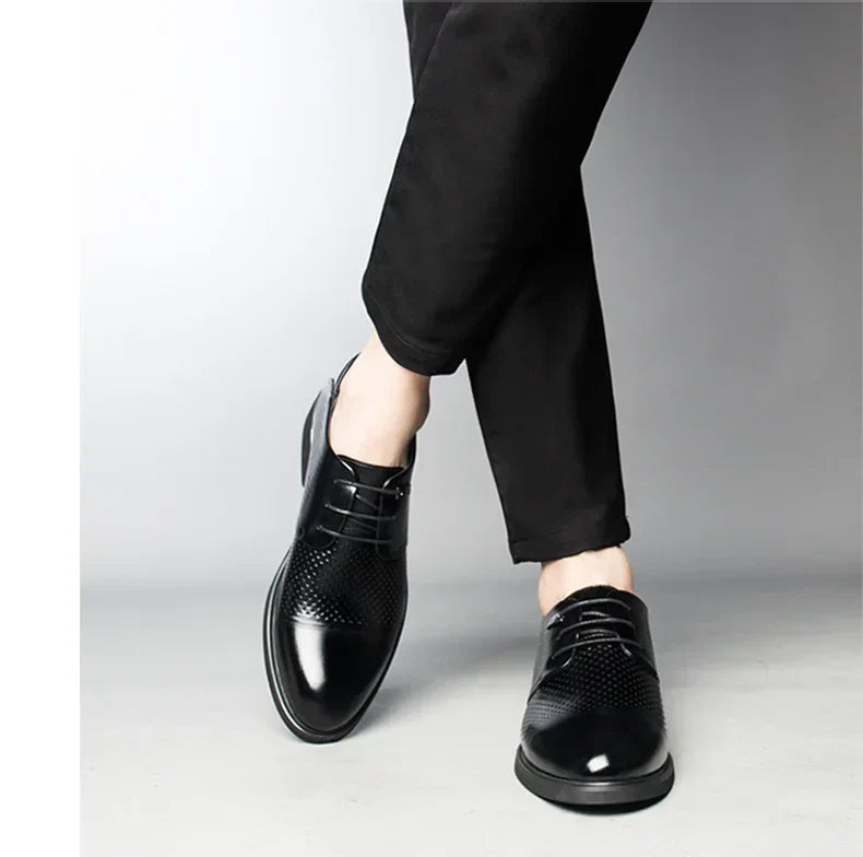 Height Increasing Shoes Man Hollow Breathable Taller Elevator Shoes 6CM Invisible Insole for Daily Men Heighten Wedding Shoes