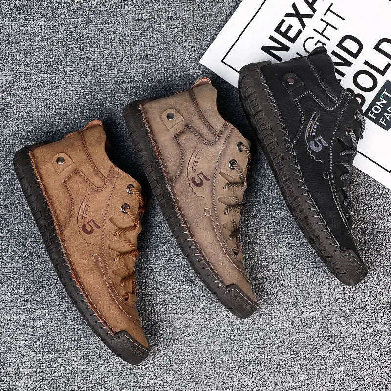 2025 New Men's Handmade Leather Loafers Boots Fashion Ethnic Style Casual Shoes Comfortable Lightweight Breathable Mens Boots