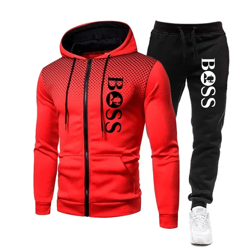 2026 New Spring and Autumn Men's Leisure Fitness Basketball Two Piece Set Fashion Outdoor Leisure Hoodie Set