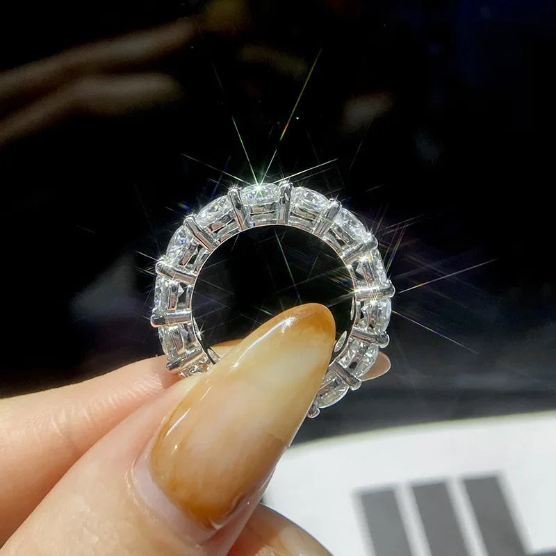 Pretty 1.5mm-5mm Full Moissanite Row Rings for Women S925 Silver Sparkling D color VVS1 Moissanite Diamond Women's Rings Gift