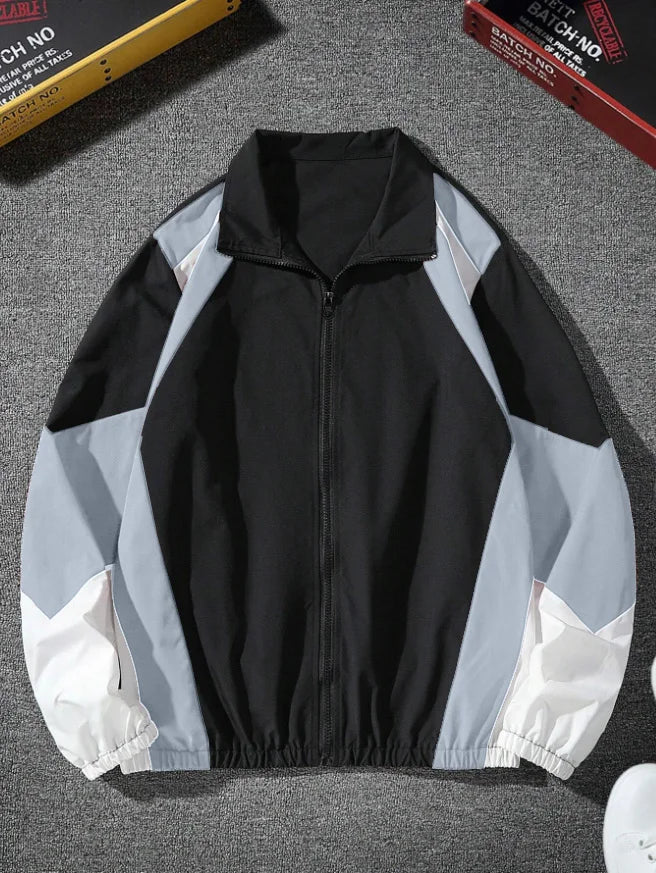Men's Color-Blocked Jacket, Lightweight, Casual, Travel, Windproof and Wear-Resistant, High-Quality Fabric, Boyfriend Gift