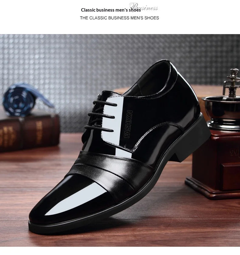 6cm/8cm Height Increasing Mens Formal Dress Shoes Cow Leather Elevator Shoes Business Office Oxfords Wedding Party Social Shoes
