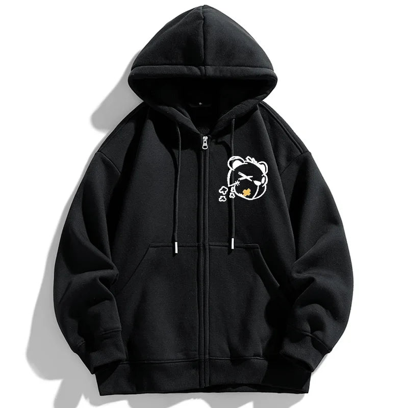 Autumn Winter Plus Size Jacket Men's Pocket Coats Loose Fashion Full Zip Hoodies Coat 5XL 6XL 7XL Fat Male Clothing 110-185KG
