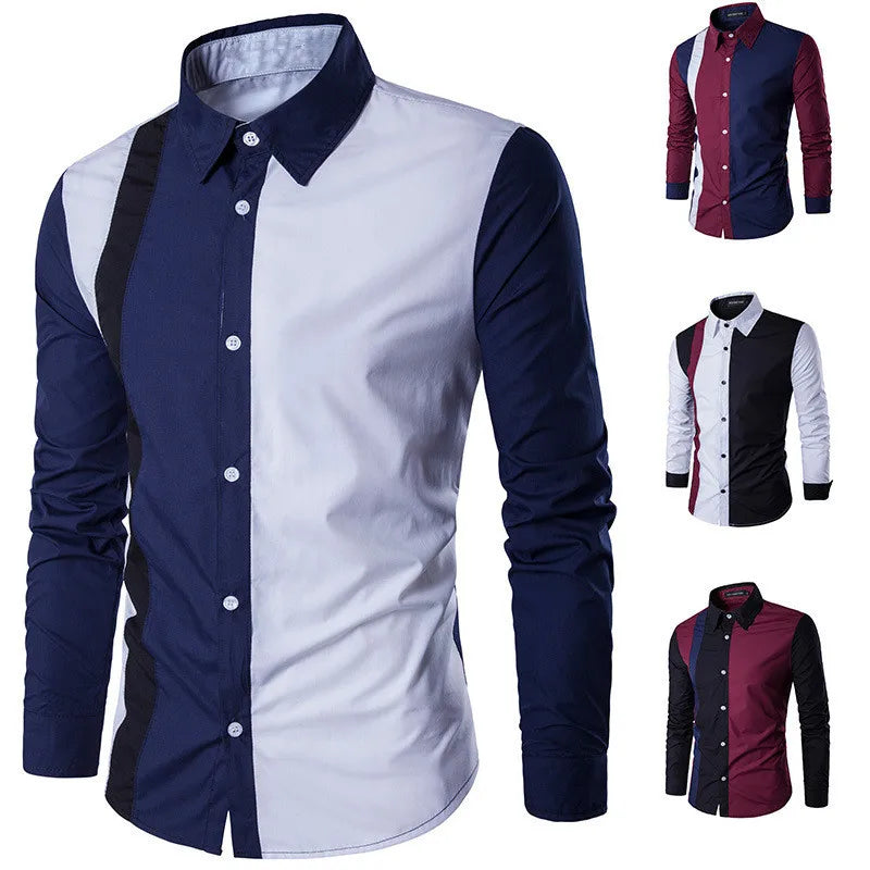2025 new men's simple fashion long sleeve button down shirt casual lapel 3d design spring/autumn streetwear outdoor tops
