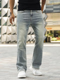 Men's Simple Design Slim Fit Bootcut Denim Pants Blue Stretch Elastane Fabric Fashionable Men's Jeans for All Season Wear Suit for Outdoor/Party/Office/Everyday Wear