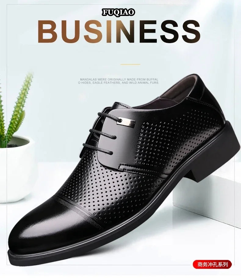 Height Increasing Shoes Man Hollow Breathable Taller Elevator Shoes 6CM Invisible Insole for Daily Men Heighten Wedding Shoes