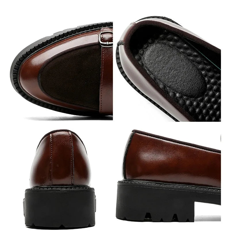 New Buckle Designer Big Size Loafers For Man Spring Autumn Business Leather Platform Shoes Male Fashion Casual Elegant Shoes Man