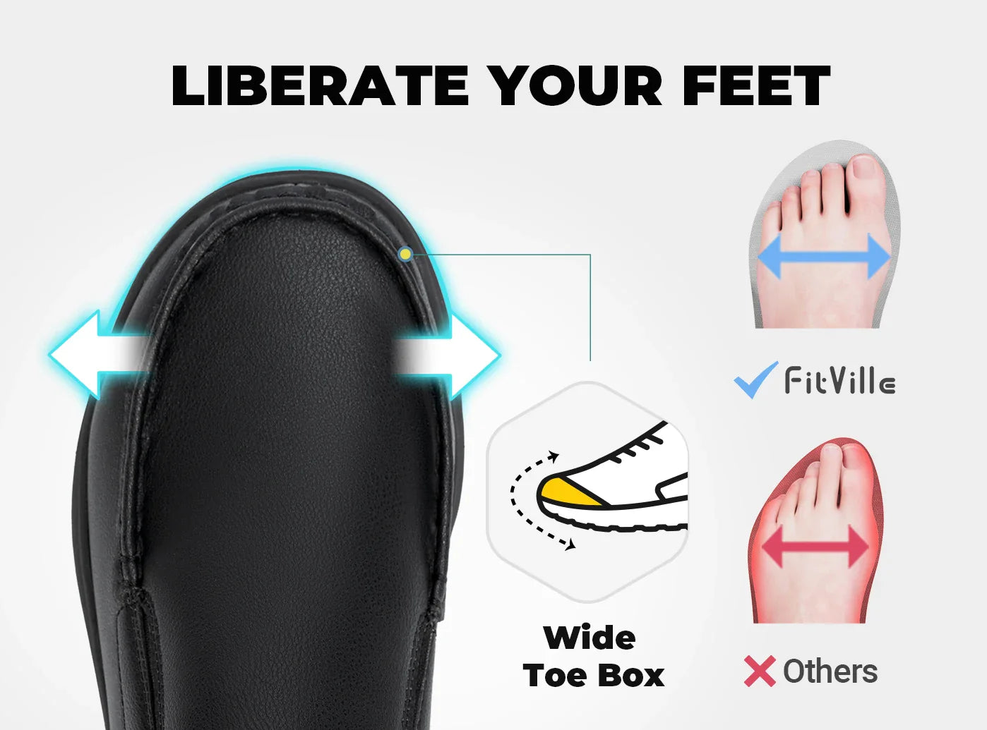 Men'S Loafers Slip-On Casual Shoes Leather Shoe Wide Width Lightweight For Swollen Feet With Arch Support Pain Relief