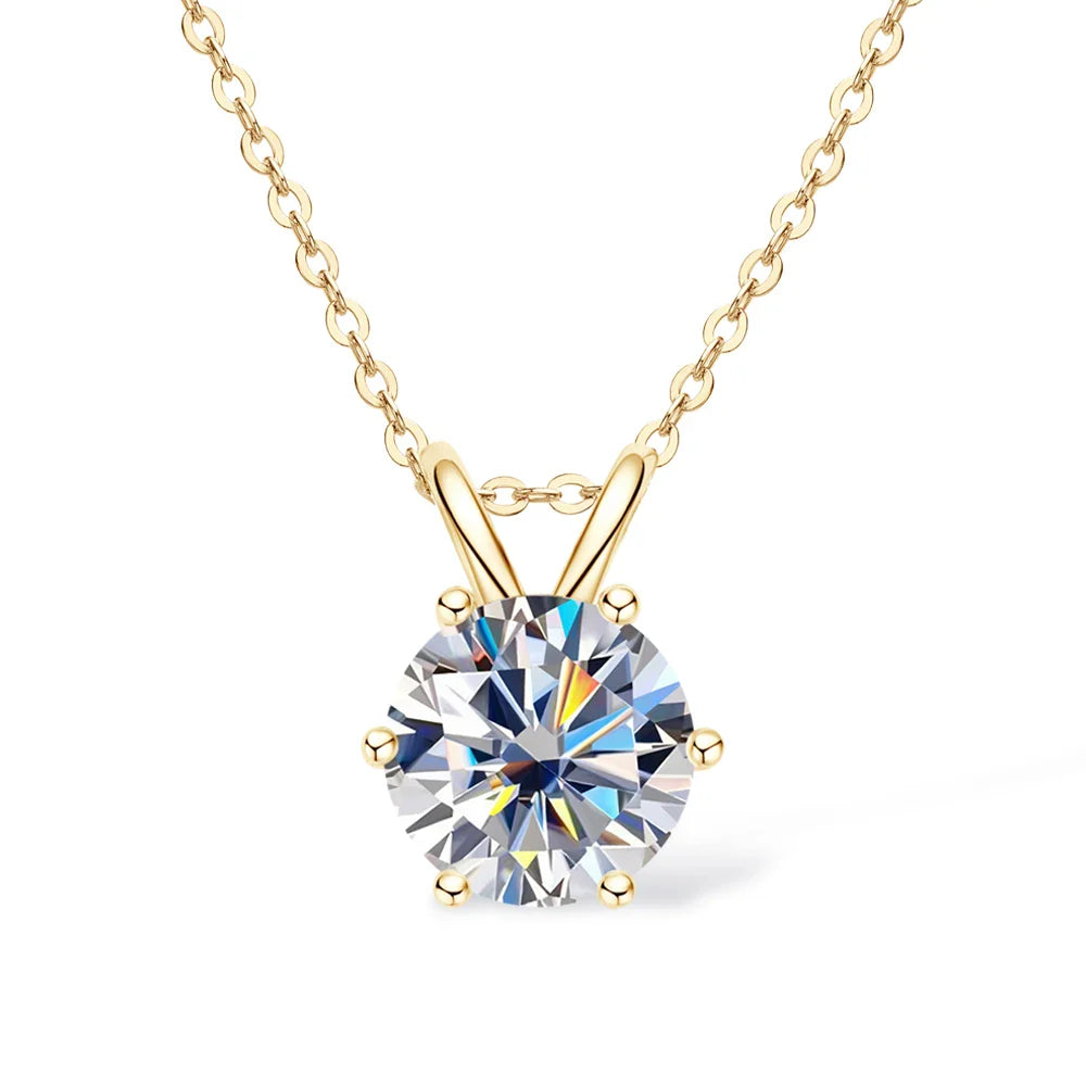 Moissanite Pendant Necklace 0.5-5CT D Color VVS1 4/6 Prong Lab Diamond 925 Silver 18K Gold Plated Solitaire Jewelry Gift