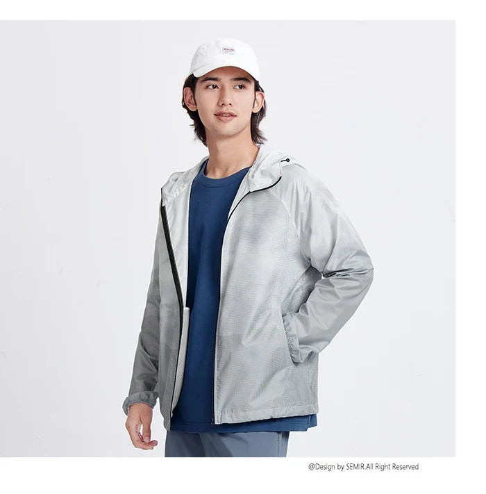 Jacket Men'S Summer Foldable Storage Top Simple Casual Style Hooded Couple