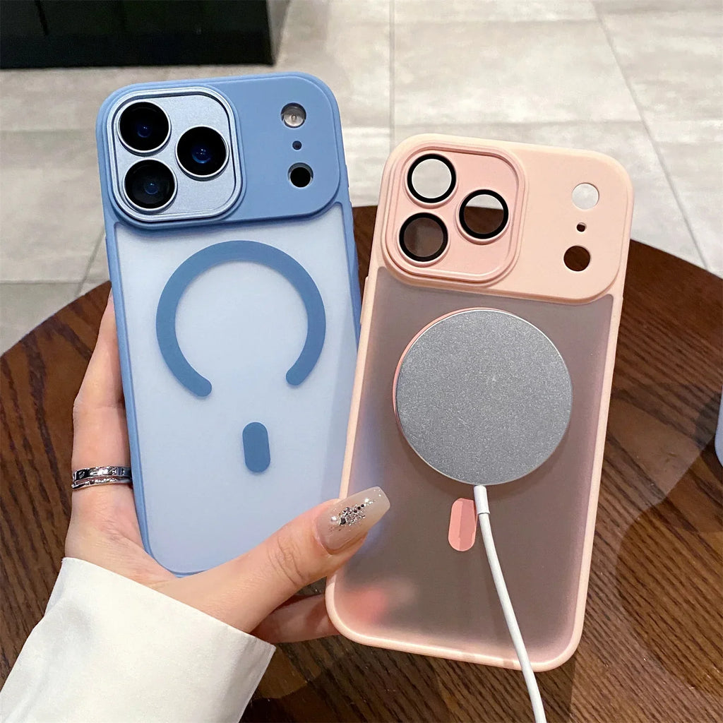 Luxury Matte Magsafe Magnetic With Lens film Phone Case For iPhone 17 17Air 17 Pro 17ProMax Hard PC Bumper Cover