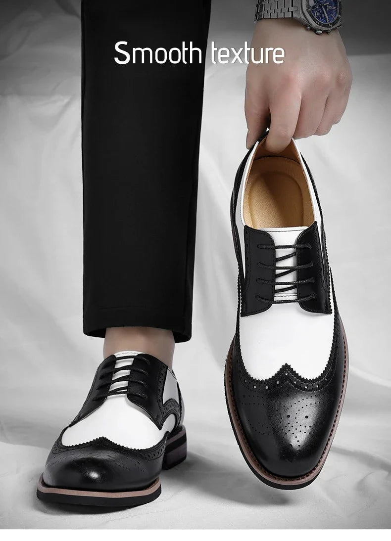 2026 New Brocker-carved Derby Men's Shoes Spring Summer New Business Formal Casual Shoes Male Fashion Big Size Leather Shoe Man