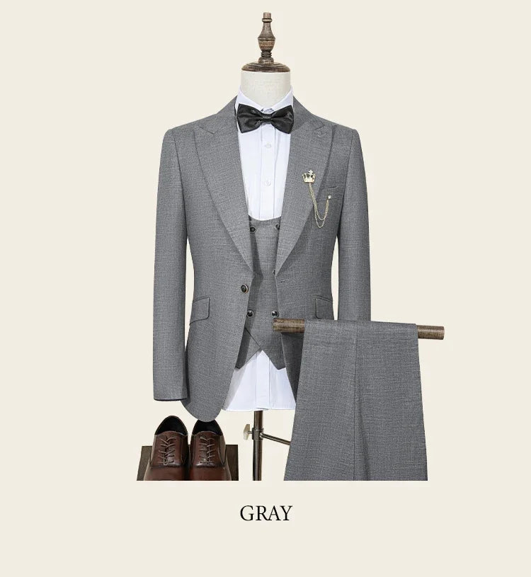 High Quality Dark green Male Groom Wedding Blazers Slim fit casual evening gown Business Office  Men's Suits