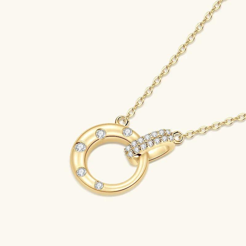 Certified Full Moissanite Necklace Exquisite 925 Sterling Silver Double Circle Pendant Necklaces For Engagement Jewelry