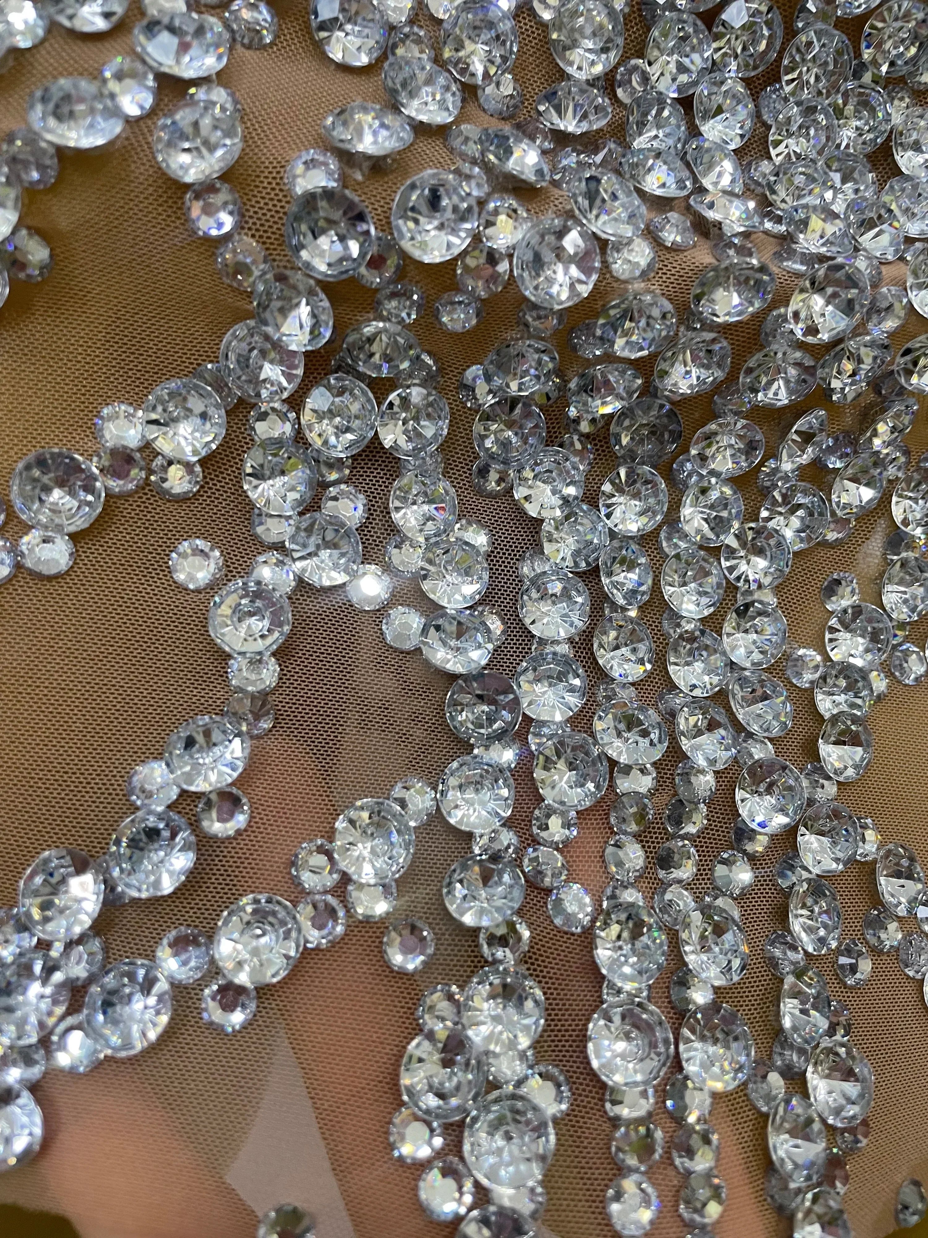 Sparkly Rhinestones Sexy Mesh See Through Dress Party Evening Prom Celebrate Birthday Dress Singer Dancer Show Stage Wear