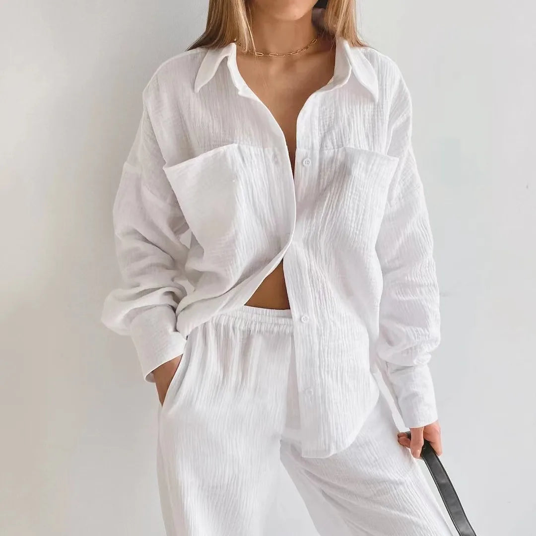 Pant Set with Pockets Long Sleeves for Women
