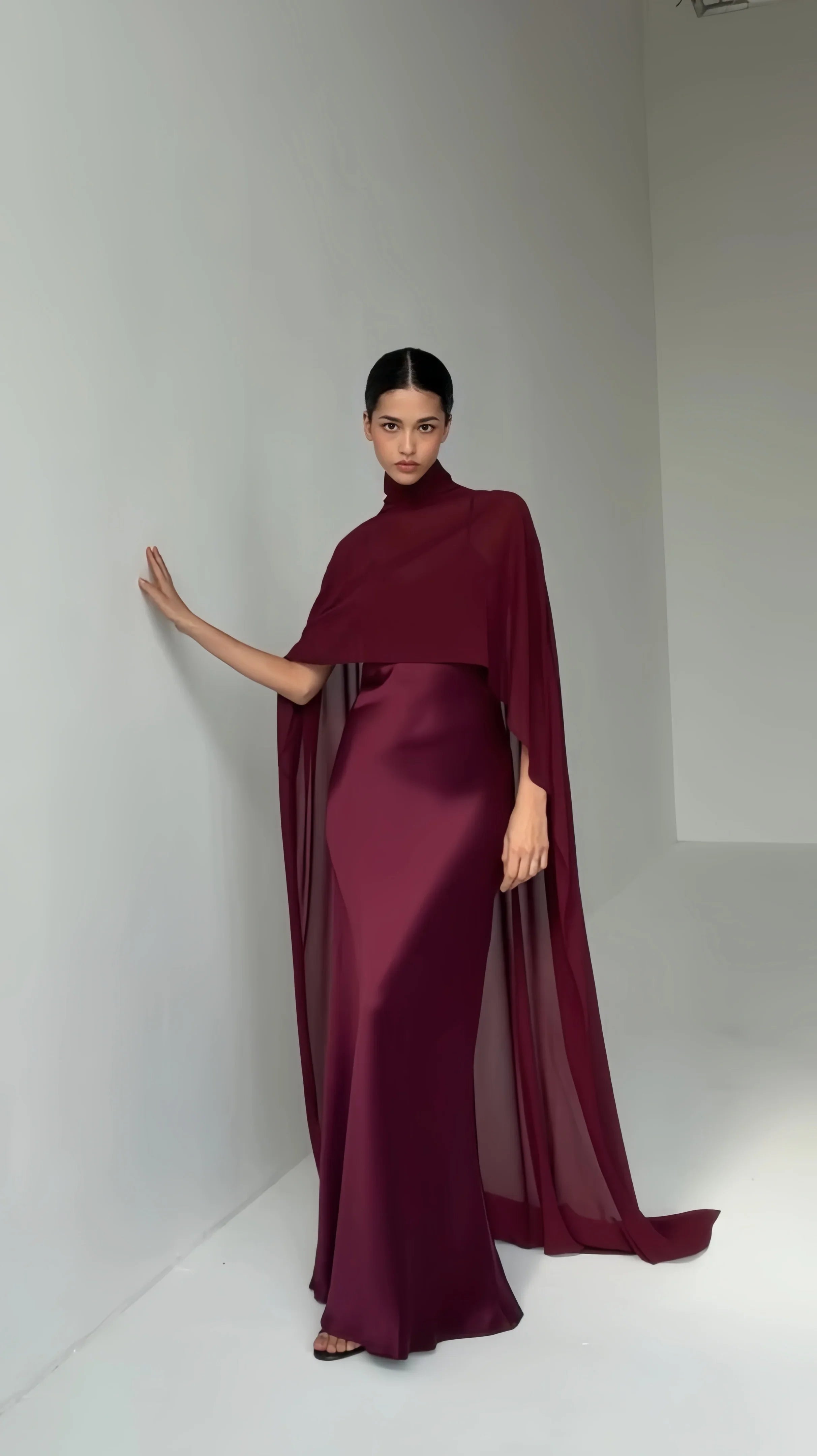 Simple White Chiffon Cape Maxi Dress Wedding Dress Beach Vacation Photoshoot Elegant Party Dresses Women's Formal Evening Gown