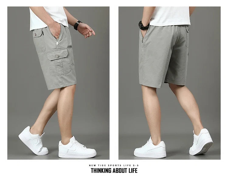 Summer new men's work shorts pocket zip trend versatile casual trousers five work trousers