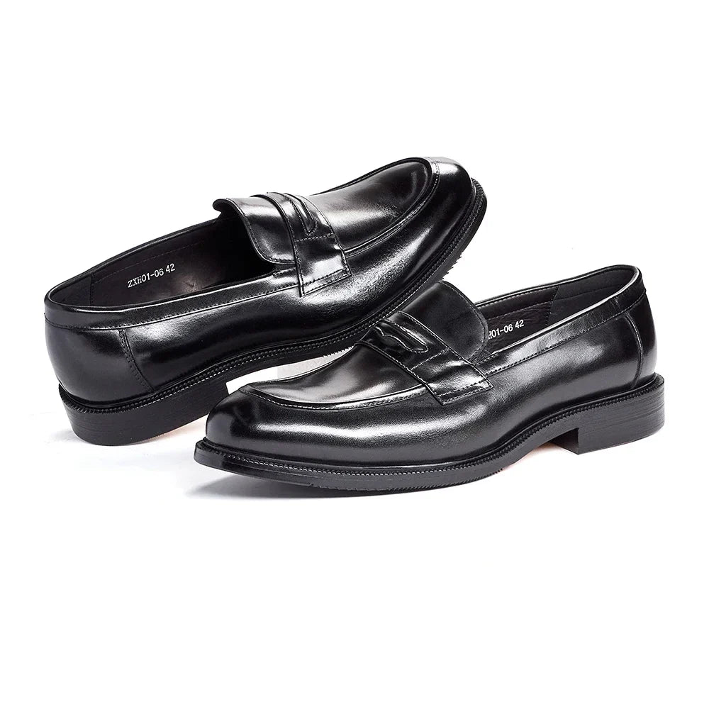 Men's Formal Leather Shoes British Style Oxford Loafers Round Toe Breathable Non-Slip Business Dress Wedding Office Casual Shoes