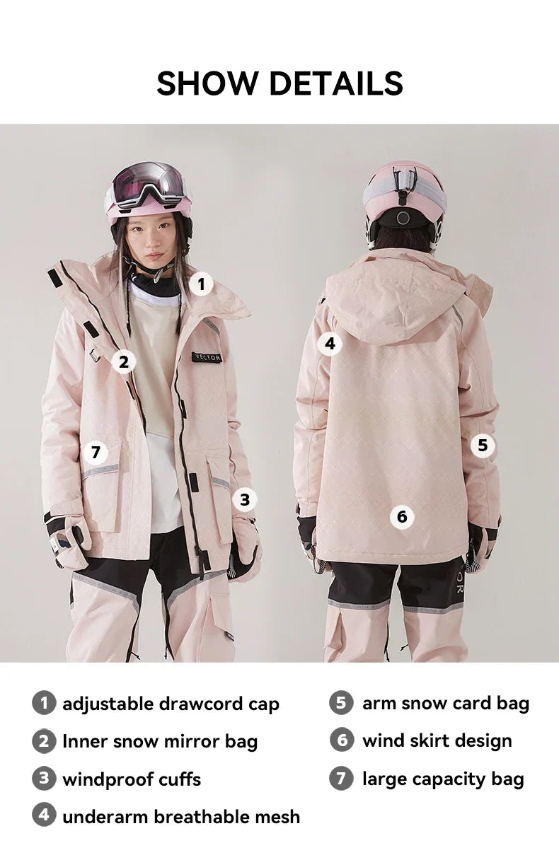 Brand Men Women Ski Jacket Winter Warm Windproof Waterproof Ski Suit Outdoor Sports Snowboard Coat Splicing double plate