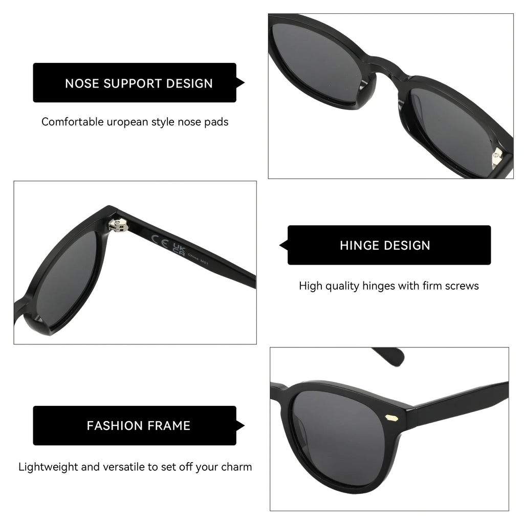 Classical High-quality Acetate Polarized Sunglasses Unisex UV400 Protection Shade Retro Round Sun Glasses ZS6211